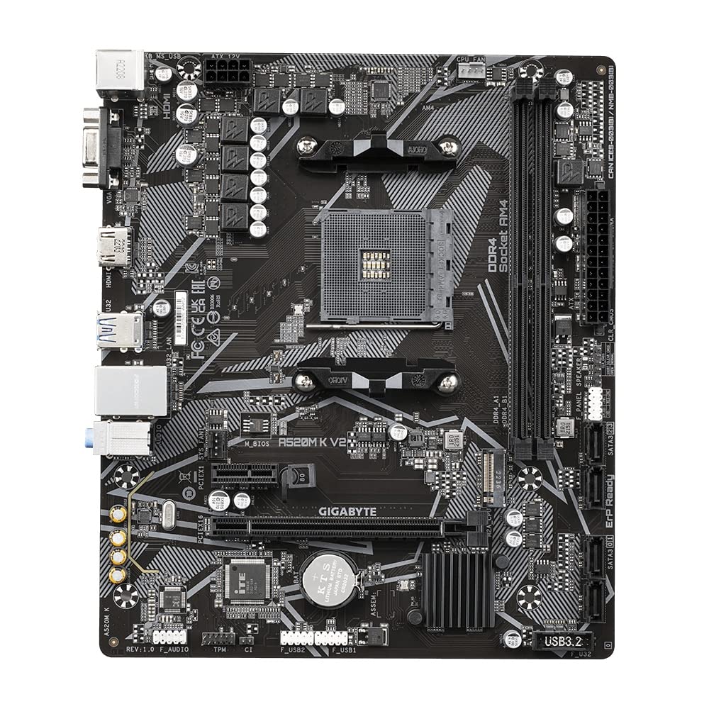 Материнская плата GIGABYTE A520M K V2 MicroATX AMD A520 MB6136 [С чипсетом]
