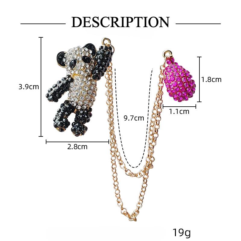 Популярный хит продаж, корсаж из сплава со стразами, мультяшные панды, полные бриллиантовые булавки, броши, универсальная одежда для женщин оптом