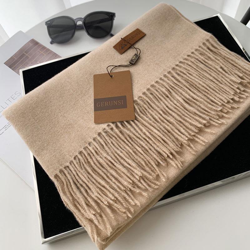Cashmere Hand Feel Autumn And Winter Solid Color Scarf Women'S Thick Tassel Simple And Versatile Soft And Warm Imitation Cashmere Shawl