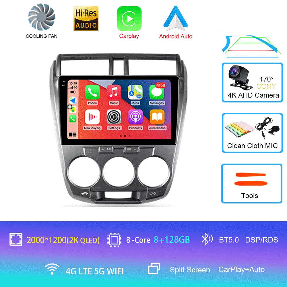 Автомобильный радиоприемник Android 14 Carplay мультимедийный проигрыватель для Honda City 2008 2009 2010 2011 2012 2013 2014 Автомагнитола Стерео 2din Головное устройство