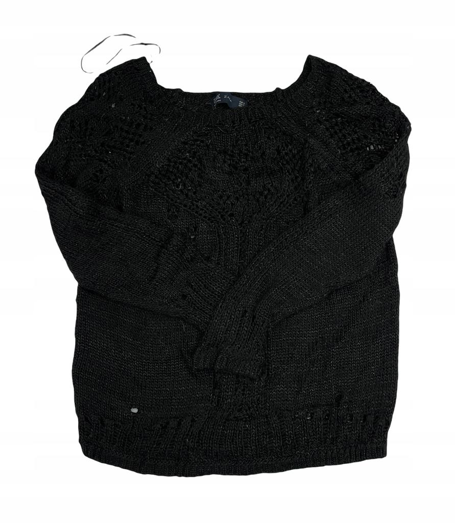 Красивый черный ажурный женский свитер ZARA M - Б/у