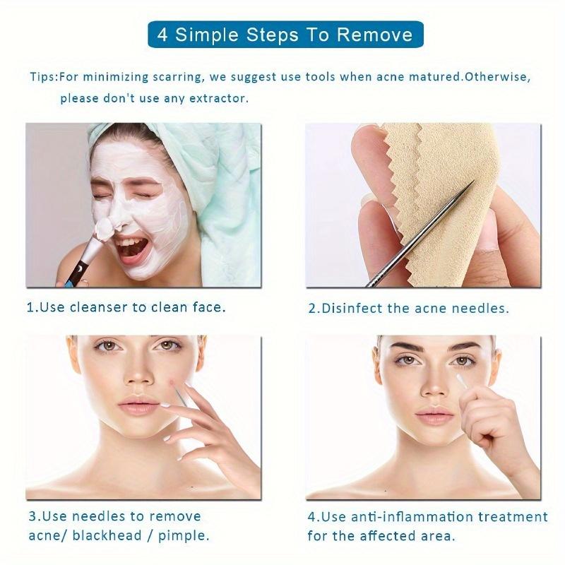 Набор игл для удаления угрей, инструмент для удаления черных точек, набор для удаления угрей, инструмент для удаления угрей на носу и лице с коробкой для устранения пятен