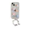 Cute Three-dimensional Bear and Rabbit Suitable for Apple 16 Transparent Mobile Phone Case IP14PRO Soft Shell Bell Pendant Bracelet