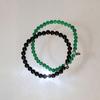 modernlike silver ball natural gemstone bead onyx bracelet coordination black green