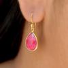 Ruby 925 Sterling Silver Earrings, Pear Gemstone Handmade Earrings, Gift For Her