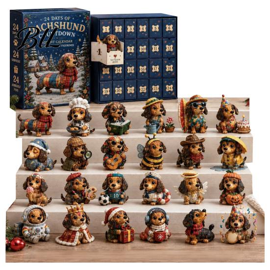 Acrylic Collectible Figurines 24 Days Advent Calendar 2026, Mini Highland Cow/Horse/Dog Figures Christmas Countdown Dolls Set Calendar, 2D Hanging