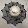 Elegant Spider Web Lace Doily Black Cobweb Table Topper Placemat for Romantic Home Decoration