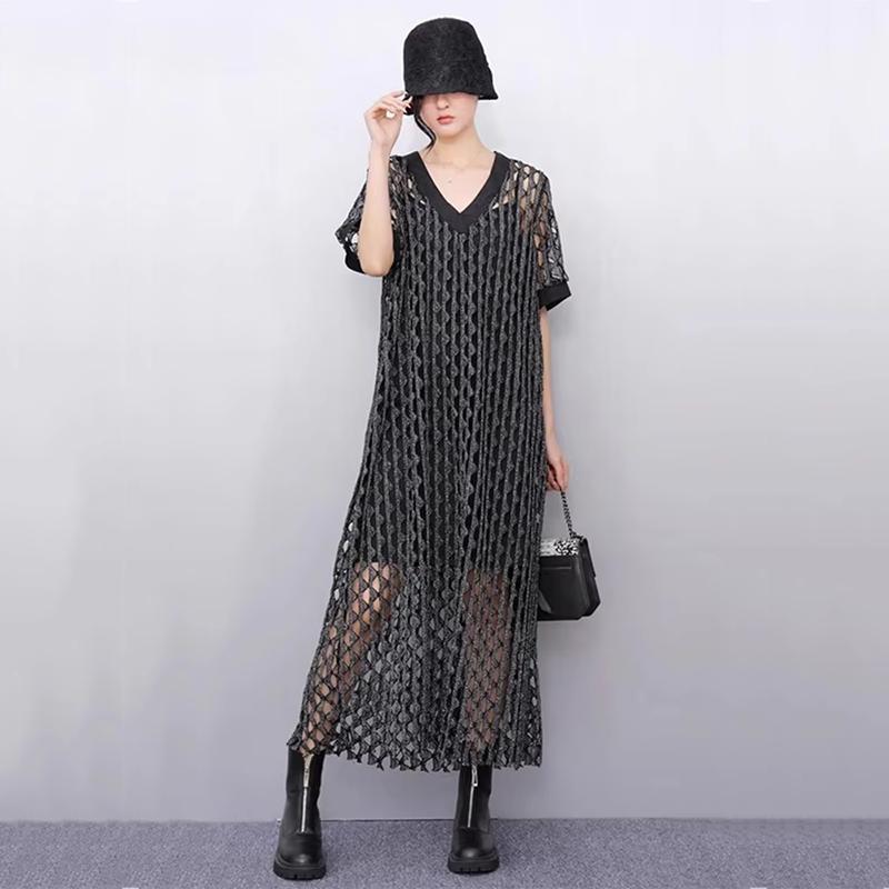 Xitao Платье А-силуэта с V-образным вырезом и вырезом-стойкой HQQ2467