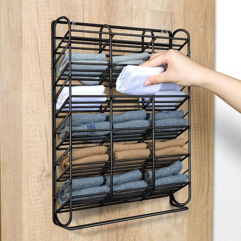 Iron Underwear Sock Organizer No-Punch Sock Storage Hanging Rack Underwear Storage Rack for Home
