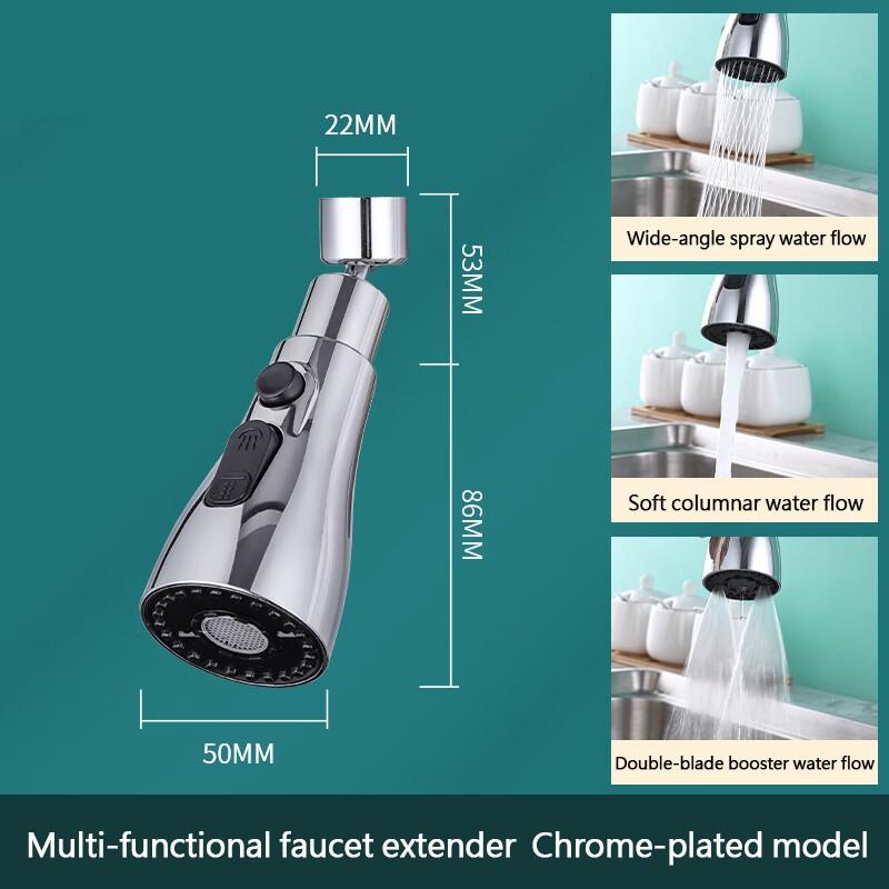 3 в 1 универсальный удлинитель для смесителя, поворот на 360 °, кухонный смеситель, сменный брызгозащищенный смеситель для душа под давлением, водопроводный кран
