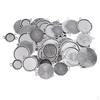 50 Pieces Assorted Tibetan Silver Bezel Pendant Trays Double Loops Round Cabochon Settings
