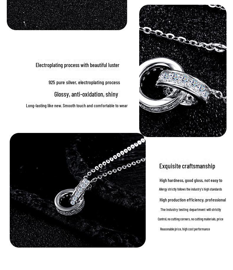 Стильное женское ожерелье с двумя кольцами на ключицу — универсальное, нишевый дизайн, высококачественные серебряные украшения