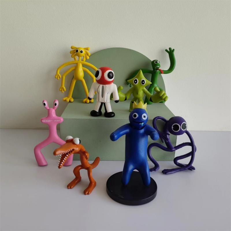 Набор аниме-фигурок Rainbow Friends Розово-синий Монстр Модель Мультяшный Персонаж Статуэтка Топпер для торта Украшения Игрушки для детей