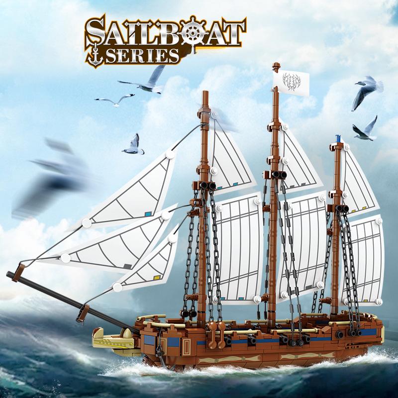 KAZI Парусник, лодка, шхуна, военный корабль, строительные блоки, наборы строительных блоков, сборка корабля «сделай сам», модель куклы, кирпич, детские игрушки, подарки без коробки
