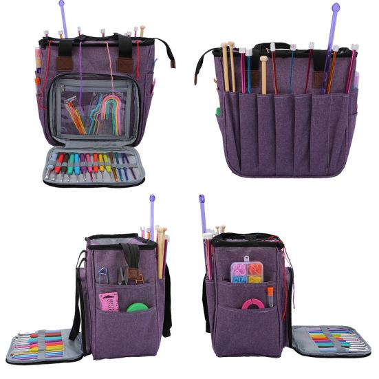 Портативная сумка для хранения вязаной пряжи, крючок для вязания, иглы, органайзер для шитья