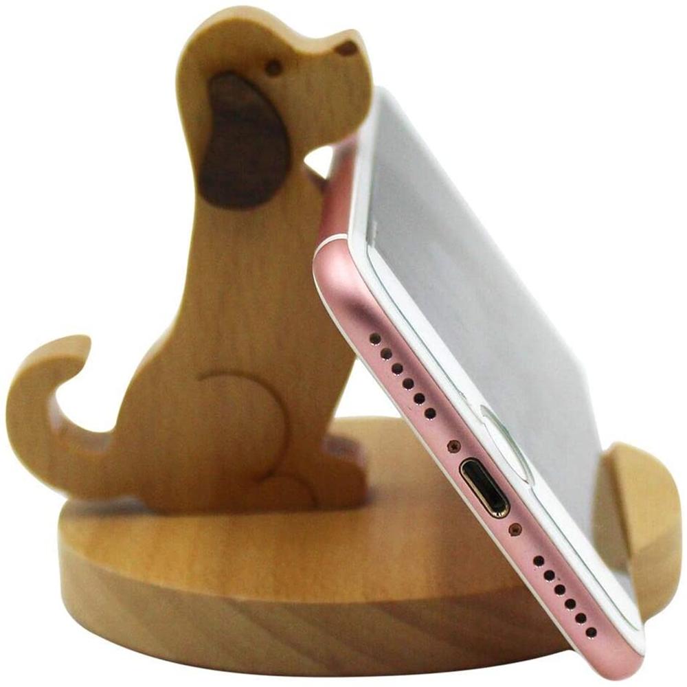 Cell Phone Cute Dog Wood Wooden Smartphone Standing Phone Holder Stands Phone Bracket