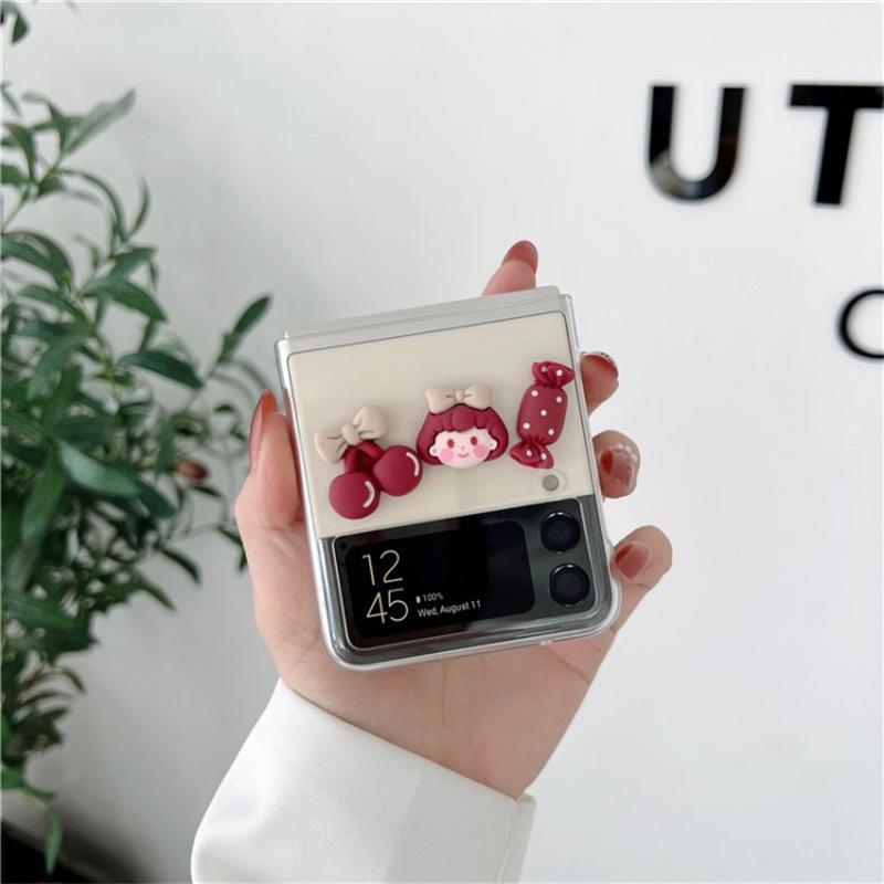Diy Cute Candy Girl Case For Samsung Galaxy Zflip3 5g Korea Fashion Folding Protective Shell Transparent Cover Zflip Zflip 4