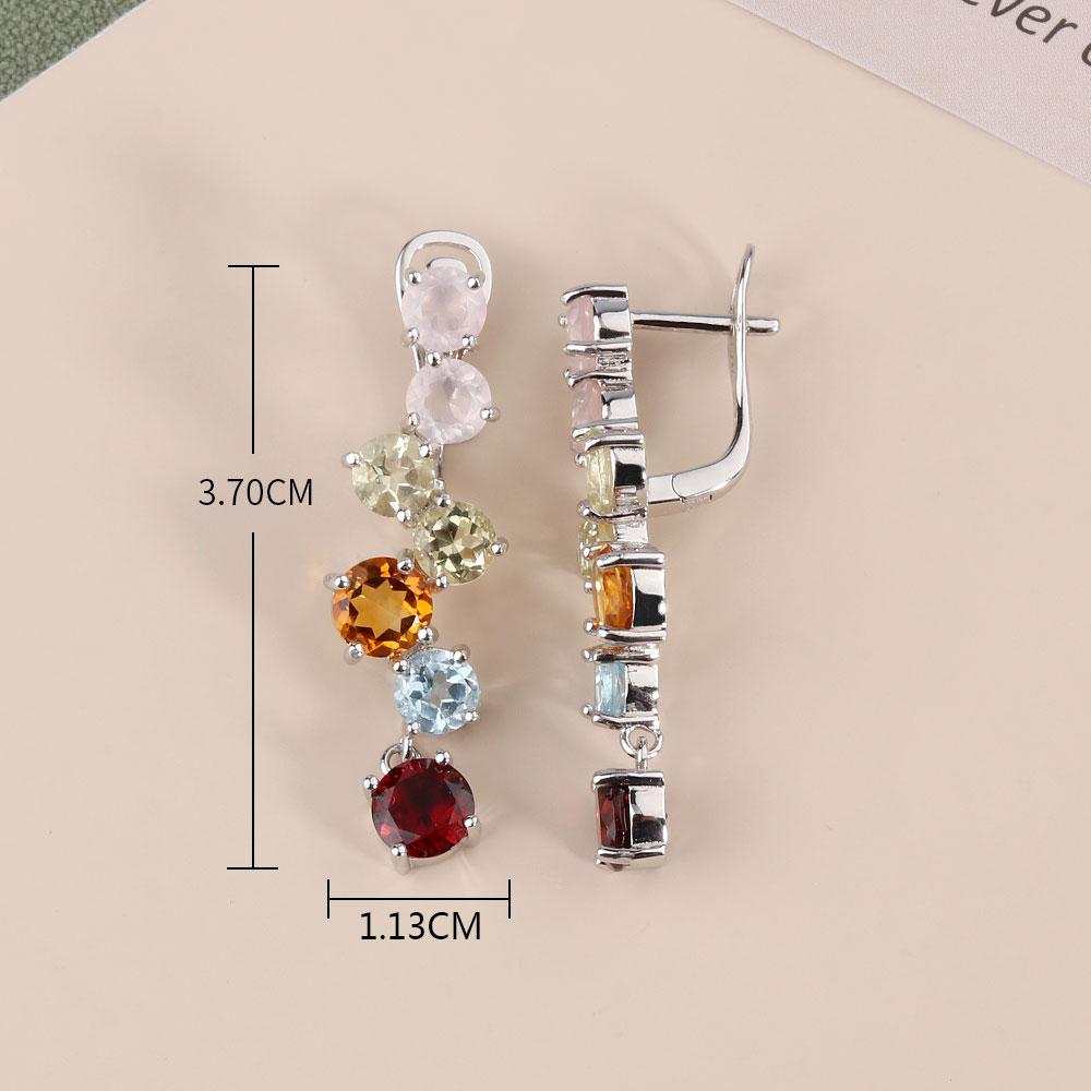 2023 Натуральные необычные цветные драгоценные камни Кольцо Серьги Комплект ювелирных изделий Стерлингового серебра 925 пробы Ювелирные изделия Женский подарок на юбилей, вечеринку, день рождения