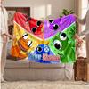 Rainbow Friends Personalized Flannel Blanket, Custom Printed Text Name, Warm Soft Blanket For Couch Bed