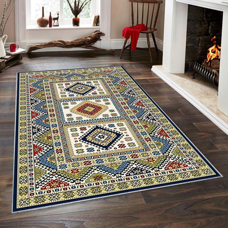 Persian Ethnic Bohemia Carpets for Living Room Bedroom Geometric Mats 120x160 Washable Non-Slip Rugs Home Decor Chair Cushions