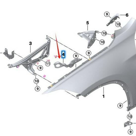 BMW X1 (F48/F49) Fender Bracket - Models 41007355991, 41007355992