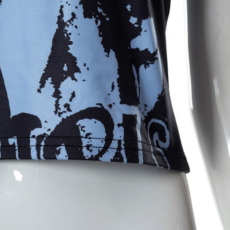 European and American Spring and Summer Crop Top Slimming Personalized Portrait Print Pattern Street Trend Ultra Short Vest