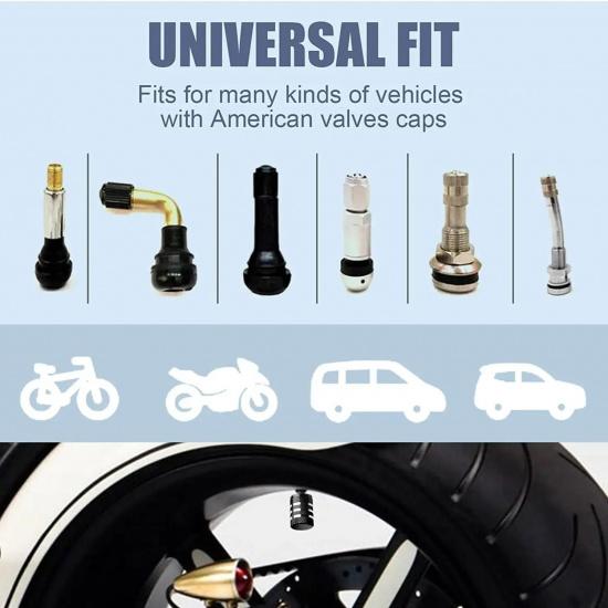 Dustproof Universal Aluminum Valve Stems Caps - 4-Piece Hub Protectors for Car Motorcycle Bicycle Tire Valves Valve Stems 1