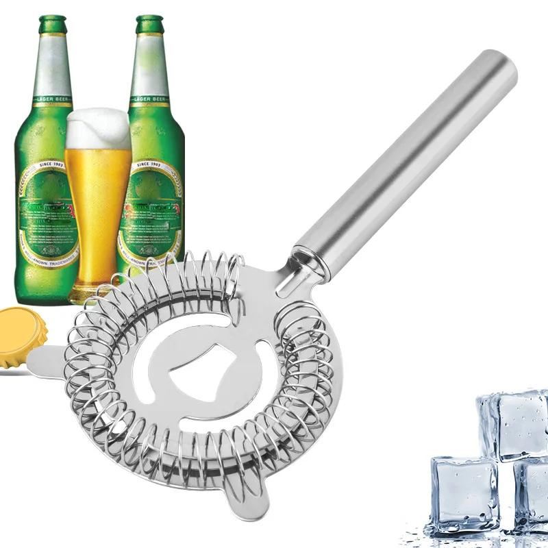 Фильтр для коктейлей, блокировщик льда, нержавеющая сталь, пружинный, люксовый фильтр, круглая ручка, разделитель льда, барный профессиональный барменский инструмент