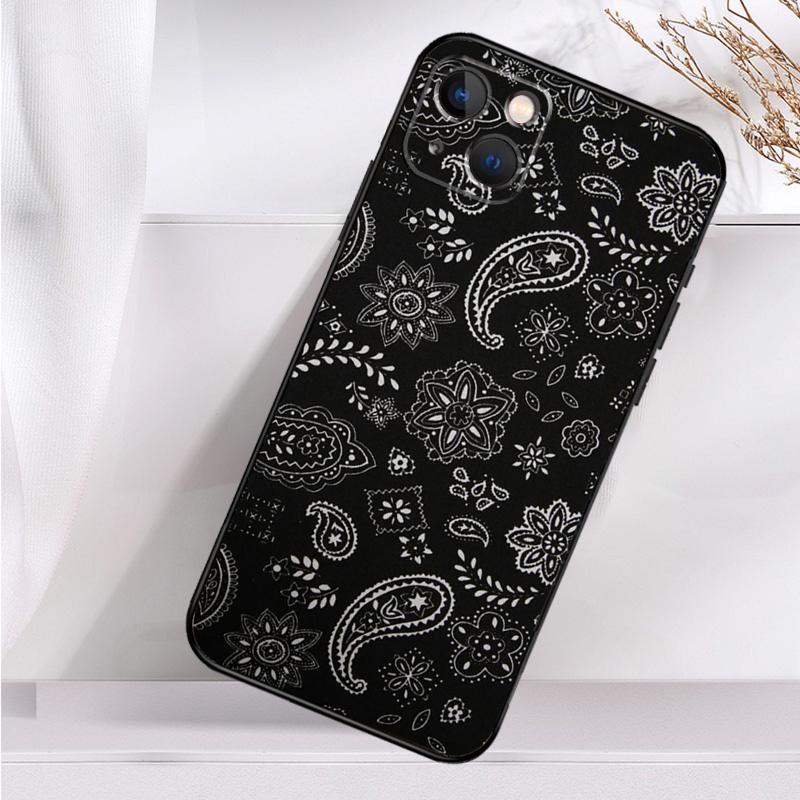 Черный чехол Bandana Paisley для iPhone 15 14 13 12 11 Pro Max Mini X XR XS Max SE 2020 7 8 Plus задняя крышка