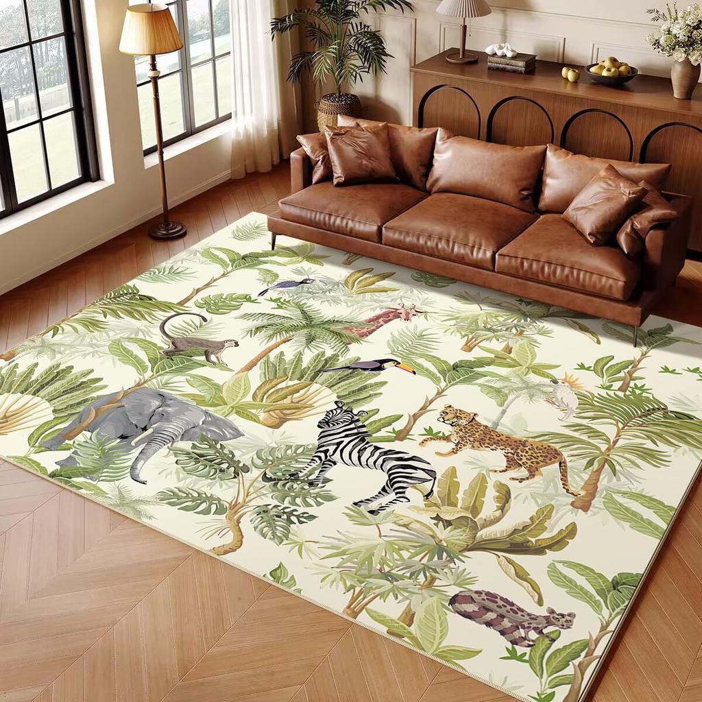 Jungle Animal Cartoon Child Carpet Rug for Home Living Room Bedroom Sofa Doormat Decor Play Area Rug Nordic Non-slip Floor Mat