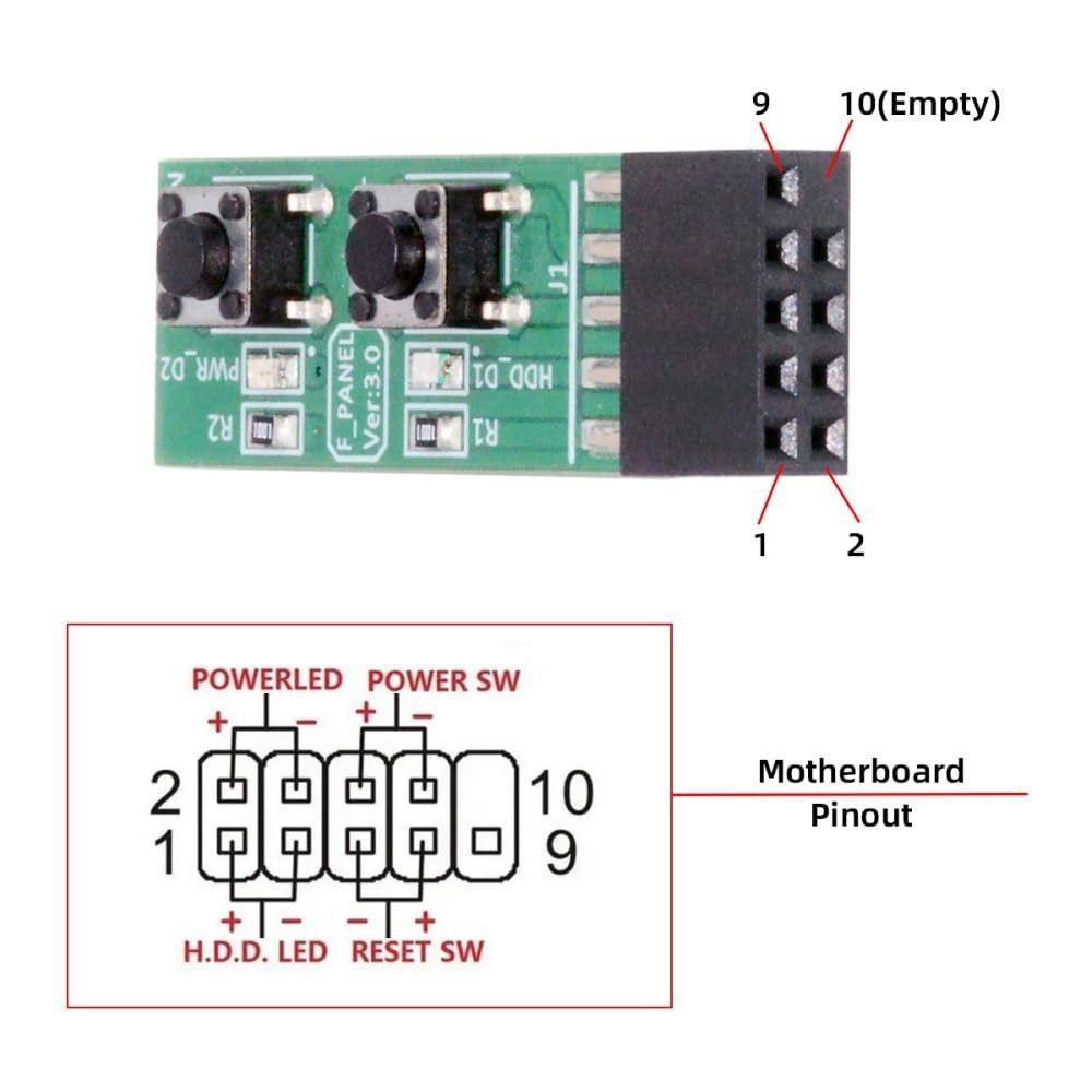 9Pin Motherboard Tester PC Assembly Case Switch Practical Power Starter Board  Desktop Computers