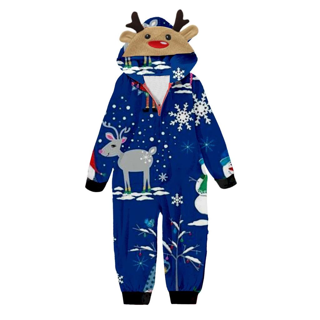 Комплект комбинезона на молнии с капюшоном и длинными рукавами для всей семьи с рождественским принтом