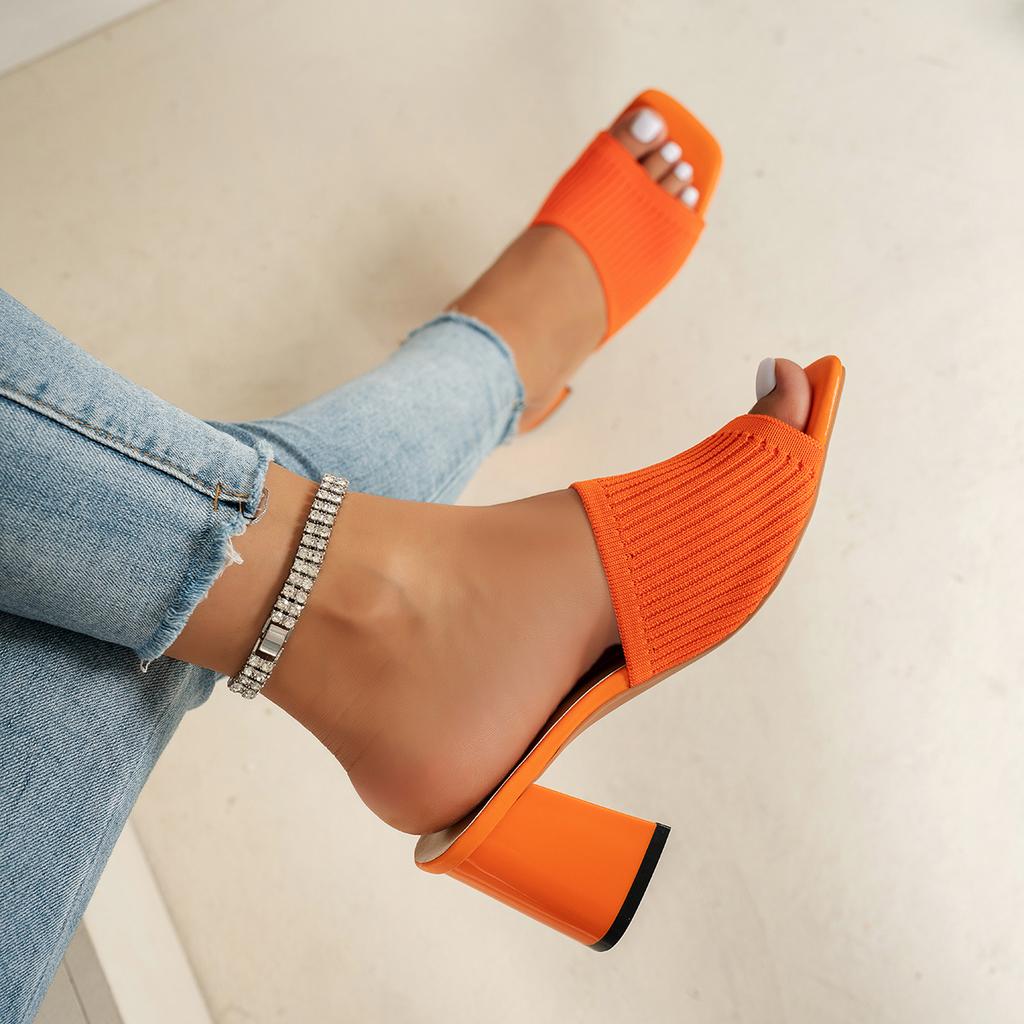 Модные женские сандалии шлепанцы роскошные летние уличные повседневные женские туфли с открытым носком мягкие на высоком каблуке шлепанцы черные мюли сандалии размер 43