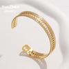 Waterproof Hypoallergenic Vintage Open Bracelet Women's Retro Fashion Hollow Stainless Steel Bracelet Temperament Versatile
