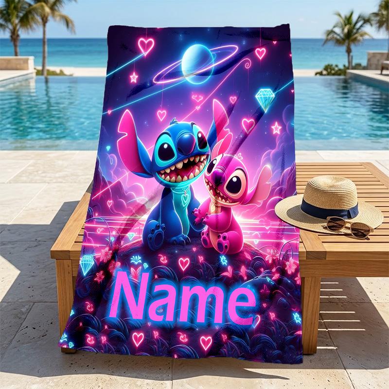 Custom Name Love Hearts Stylish Digital Printing Beach Towel Quick‑Drying Absorbent Blanket for Beach Pool Gym Travel