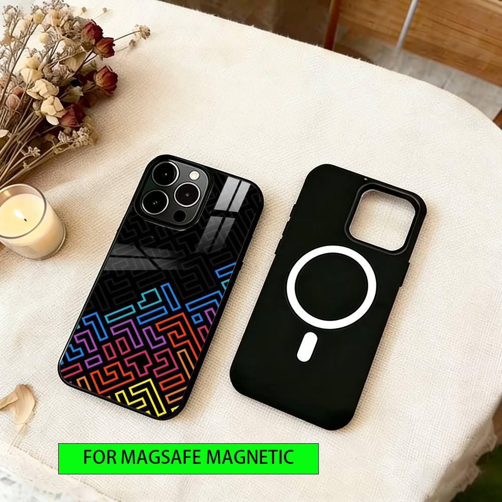 Linear geometric pattern Phone Case For iPhone17,16,15,14,13,12,11 Plus,Pro Magnetic For Magsafe Wireless Charging