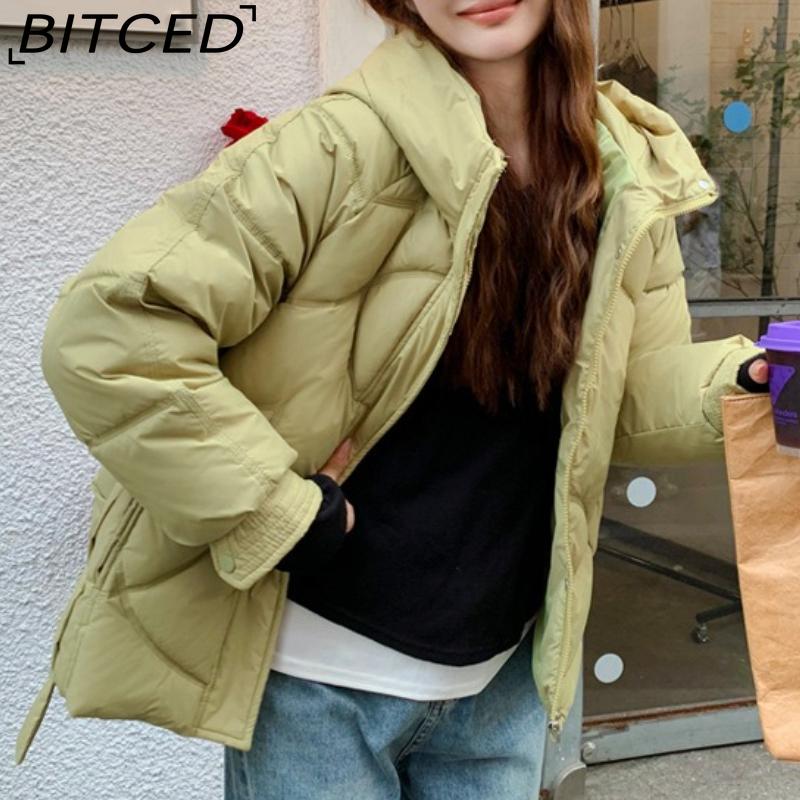 BITCED Loose-Fit Women's Winter New Arrival Short Casual Hooded Oversized Cotton Coat, Cotton Jacket, Padded Jacket