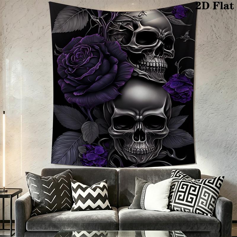 Purple skull and roses Pattern Home Decor Tapestry, Wall Hanging, Decorative RV Wall Cloth.SGT0917587