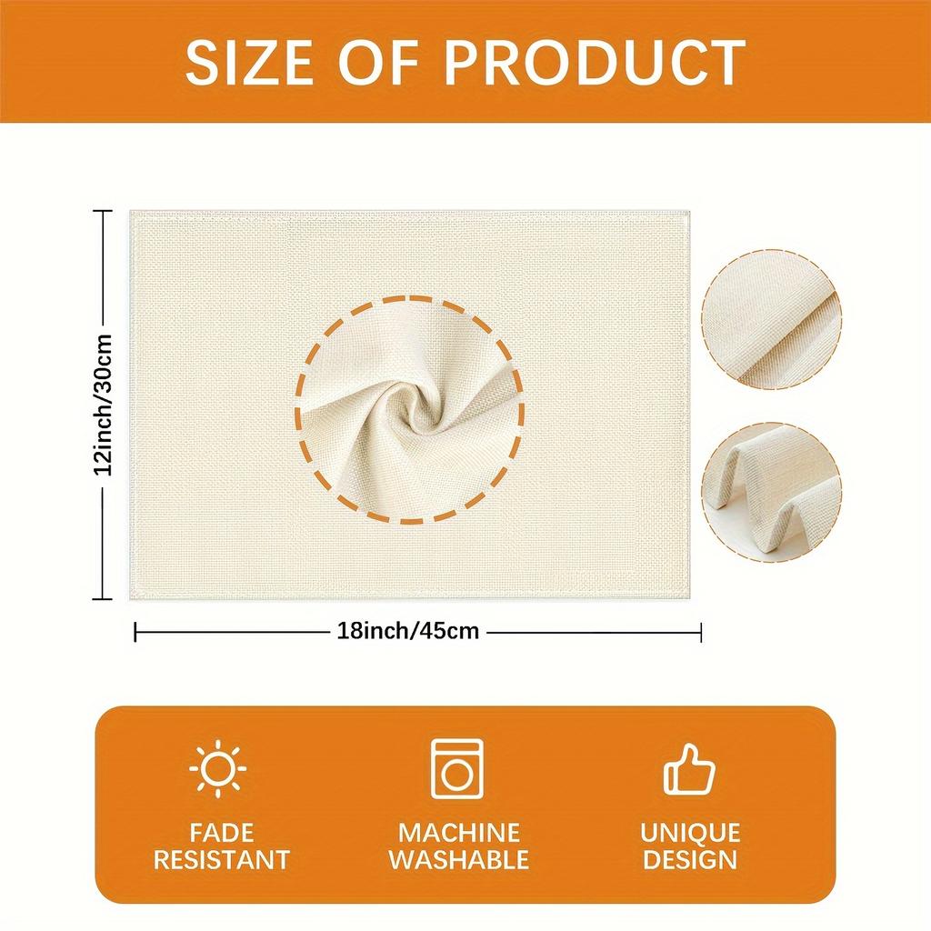 Thanksgiving Pumpkin Meal Mat 4-piece Set Hand Drawn Watercolor Checkered Bow Design Table Mat Dining Decoration