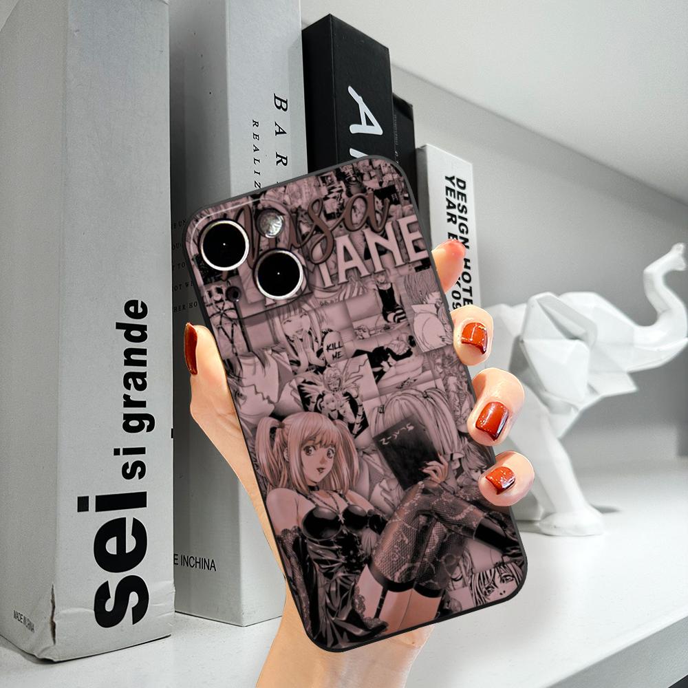 Чехол для телефона Clmj Death Note Миса ДЛЯ IPhone 15promax 14 11 12 Pro 15 16 Plus 13 Pro MAX XR XS Черные Мягкие Чехлы