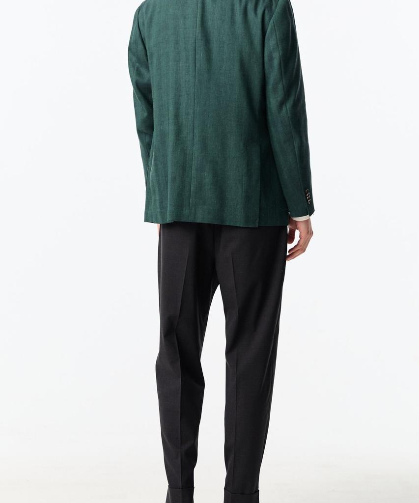 Man On The Boon [Drago] Herringbone Linen Wool Jacket_Green 4714102008