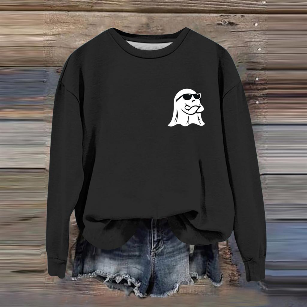 Женская модная повседневная толстовка с длинным рукавом и принтом на Хэллоуин