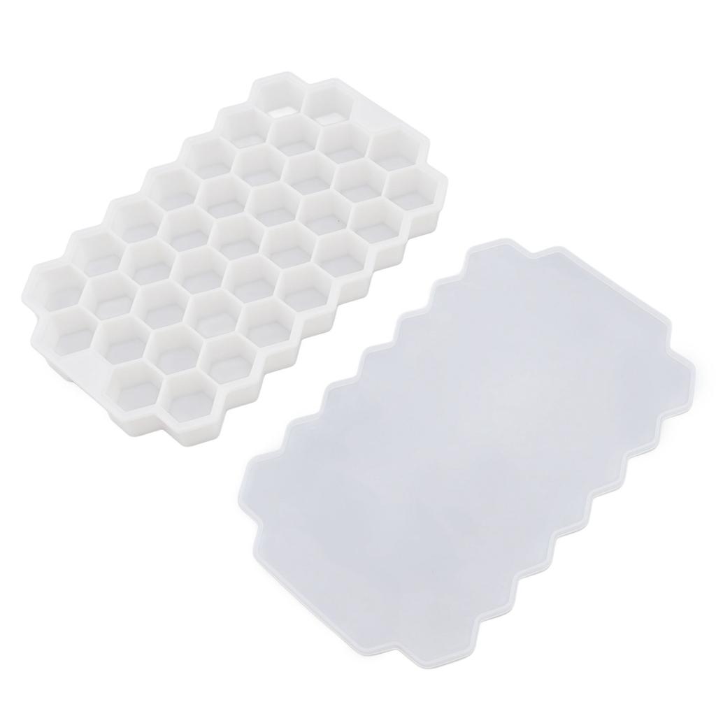 Форма для льда на 37 ячеек, гибкая силиконовая, с сотами, самодельная коробка для пищевых добавок, лоток для кубиков льда белого цвета с