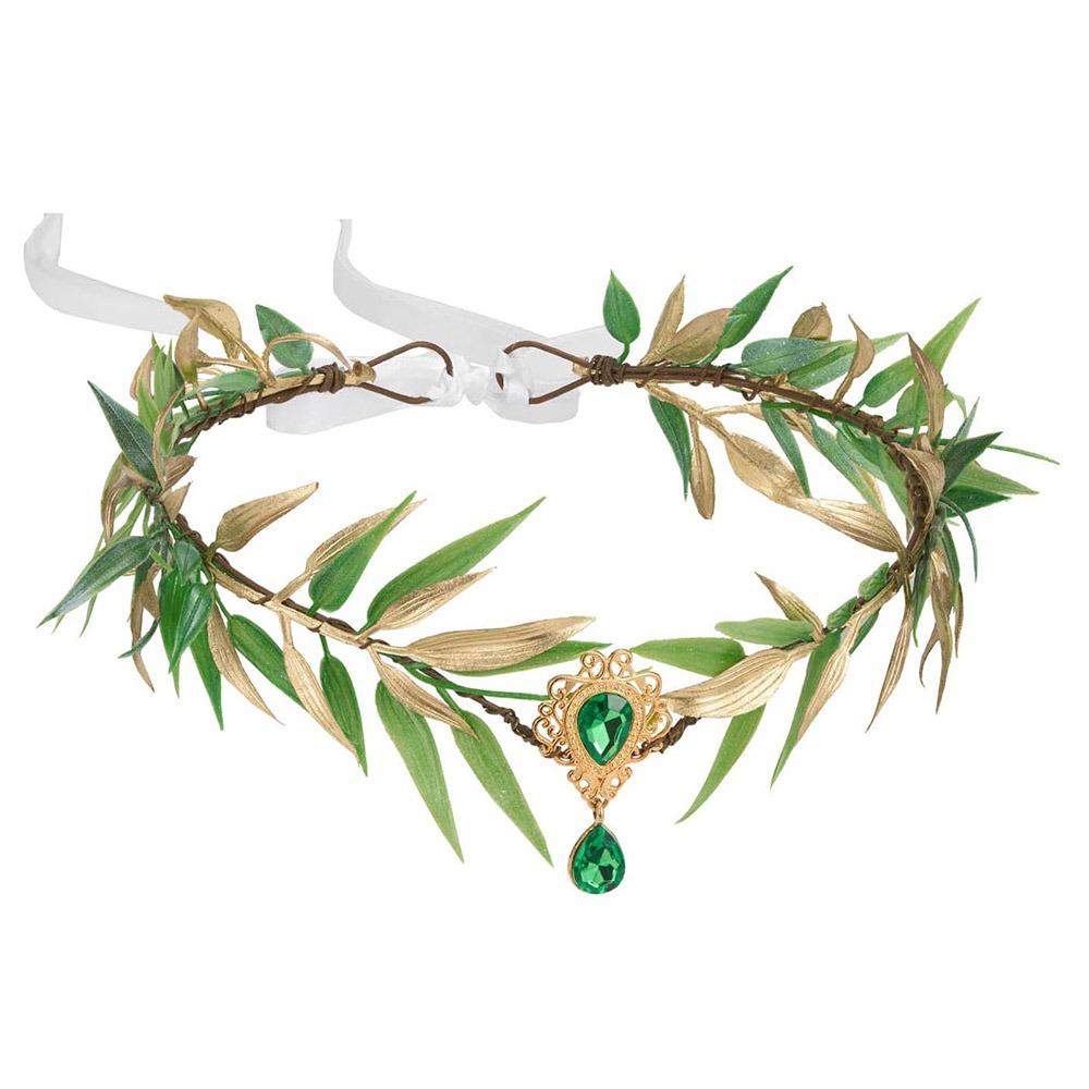 Косплей Фея Цветочная Корона Листьев Костюм на Хеллоуин Эльфийская Принцесса Тиара Лесная Цветочная Повязка На Голову