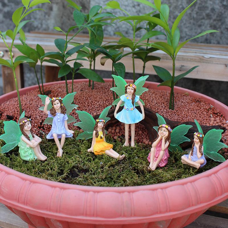 Аксессуары для сада фей, для улицы и дома, 6 шт. Миниатюрные фигурки фей для горшечных растений и украшения мини-садовой лужайки