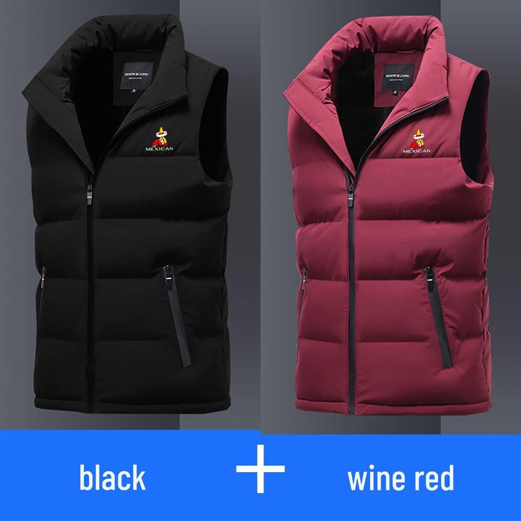Мужской осенне-зимний пуховый жилет со стойкой – без рукавов, плотный и теплый