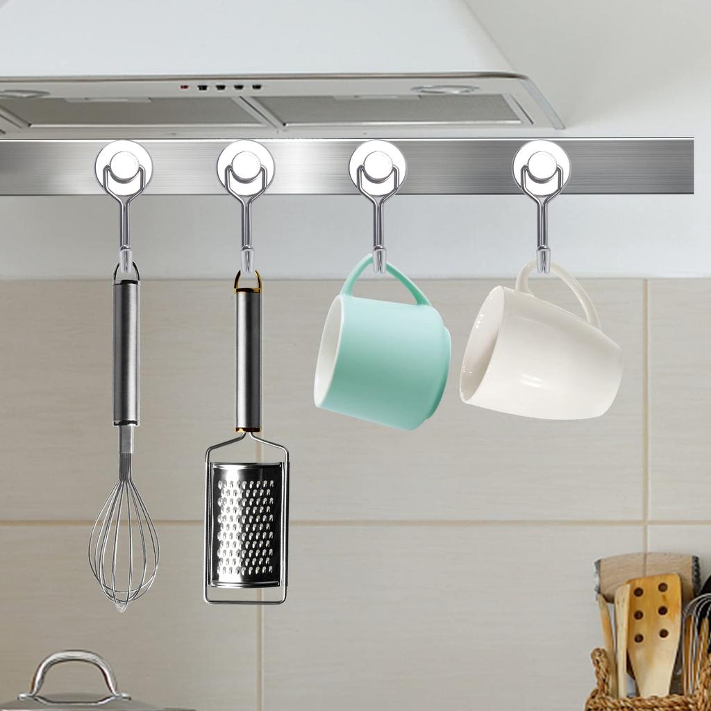 Set of 10 Super Strong Neodymium Magnet Stainless 20mm Suitable for and Bathrooms Hooks, Steel, Rust-Resistant, Wall-Mounted, Diameter, Classrooms,