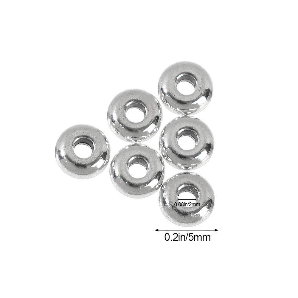 100pcs/set Round Silver Stainless Steel Bracelet Components Spacer Beads Jewelry Making DIY Tool