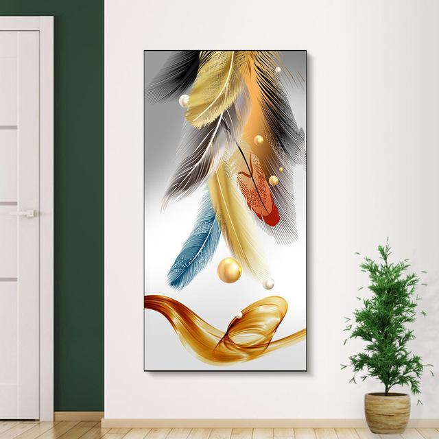 Скандинавские картины на холсте, настенные художественные картины, абстрактные красочные постеры с перьями для гостиной и крыльца, украшения, принты, без рамки