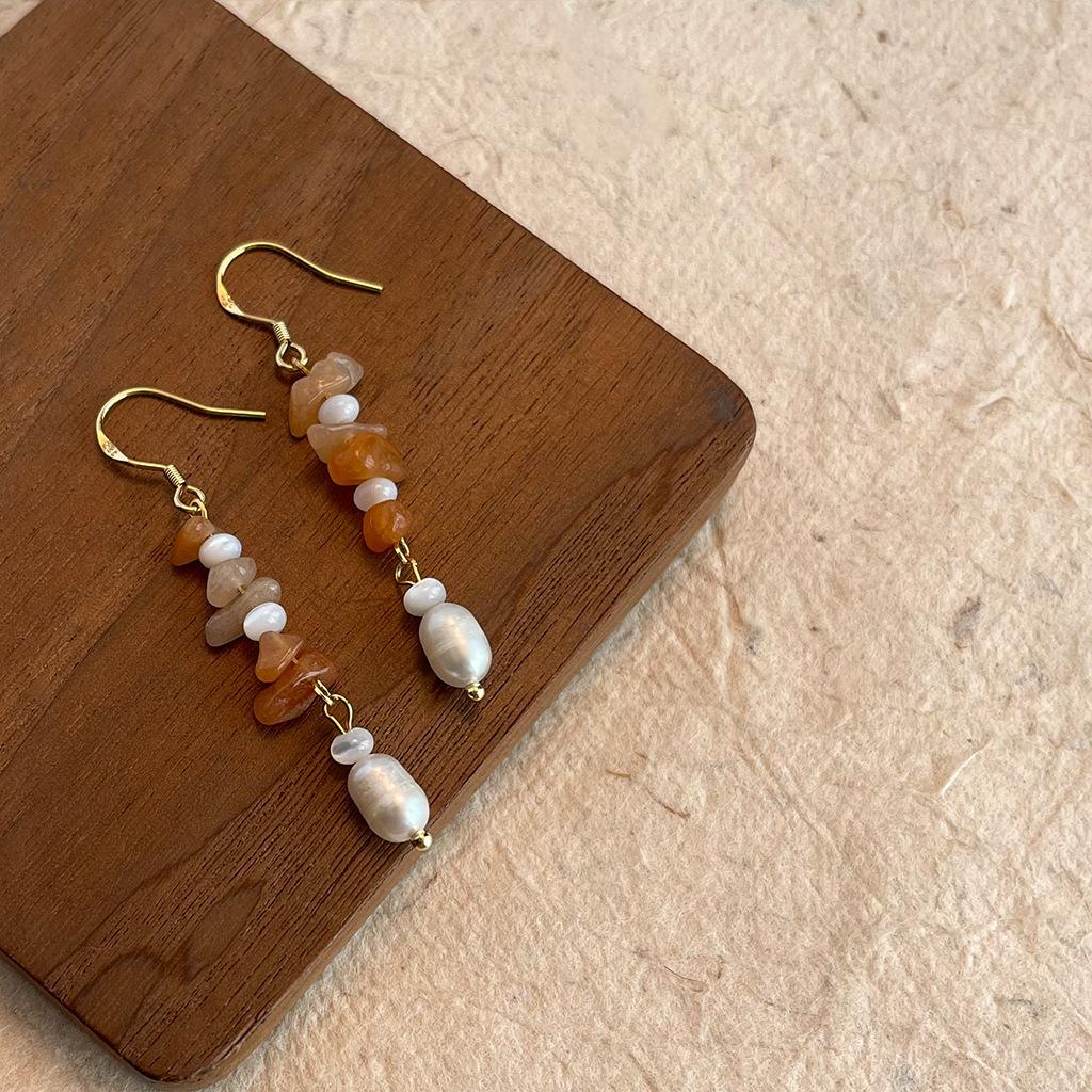 Серьги-подвески оригинального дизайна, этнический стиль, серьги из бисера из натурального камня, серьги в стиле ретро и персонализированные новые серьги в китайском стиле